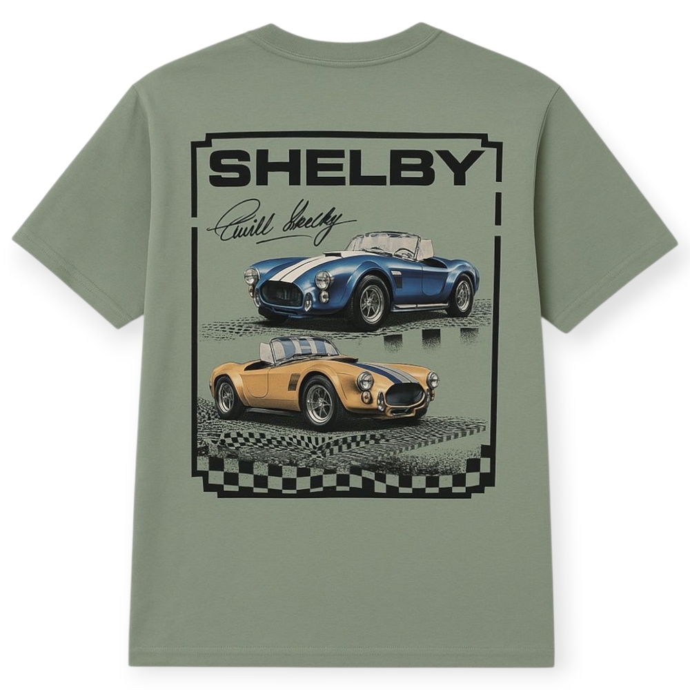 BUCKHORN RIVER Shelby Cobra Graphic‎ Tee Men's M Vintage Car Sage Green Normcore